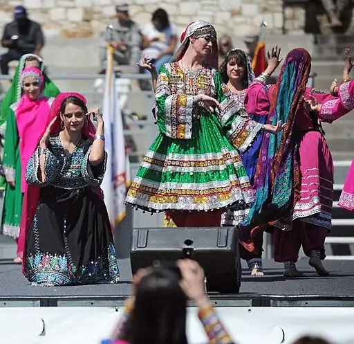 Afghanese women traditional dress and dance