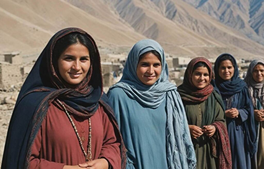 Afghanistan beautiful womens standing in group