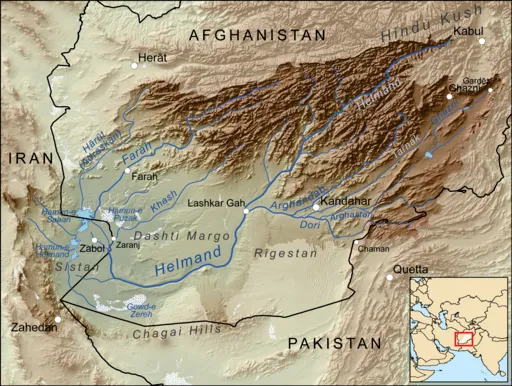 Afghanistan river map