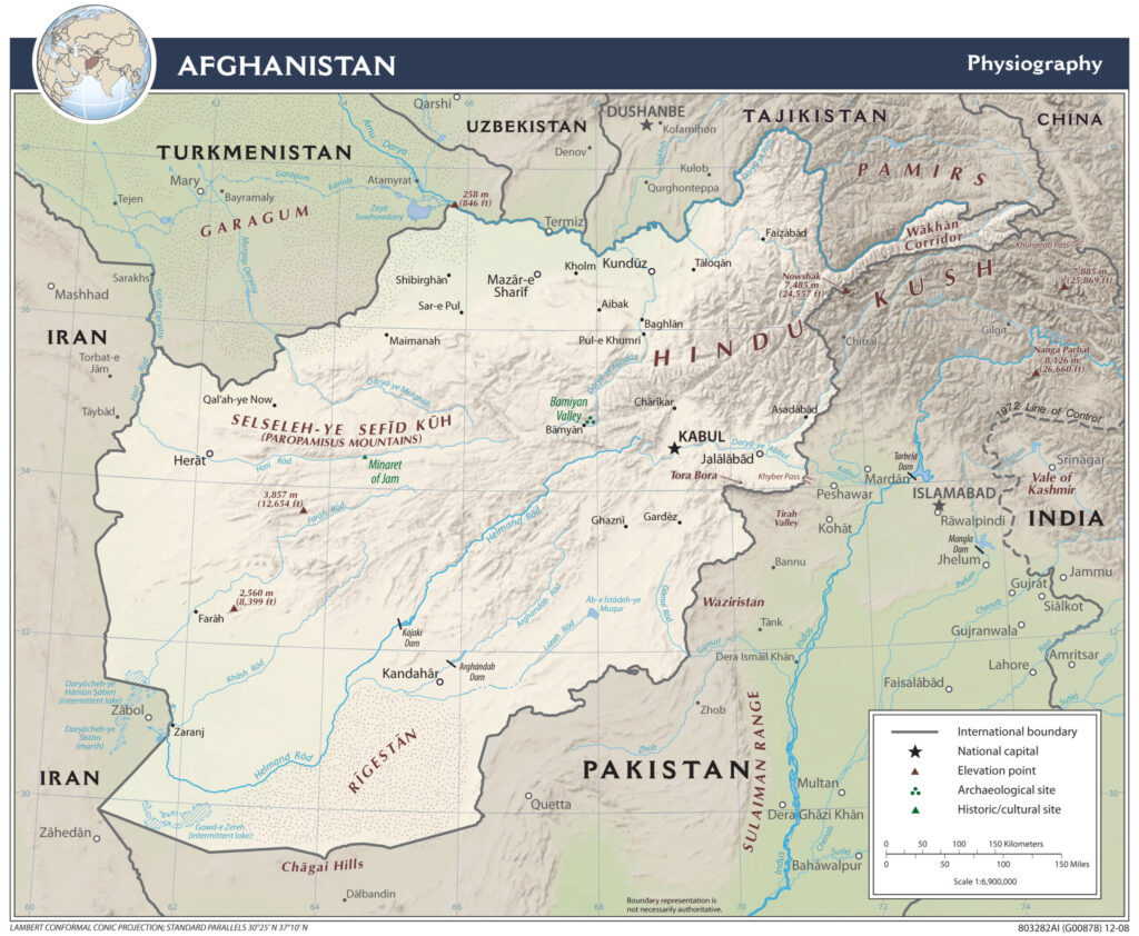 Afghanistan physical map