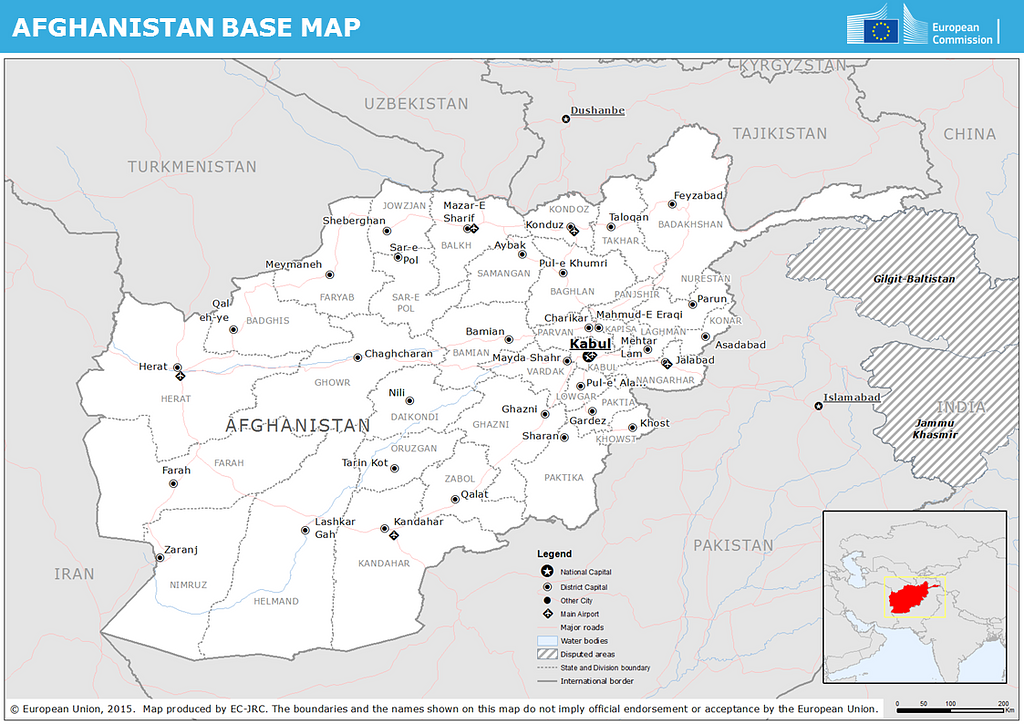 echo afghanistan a4 landscape map