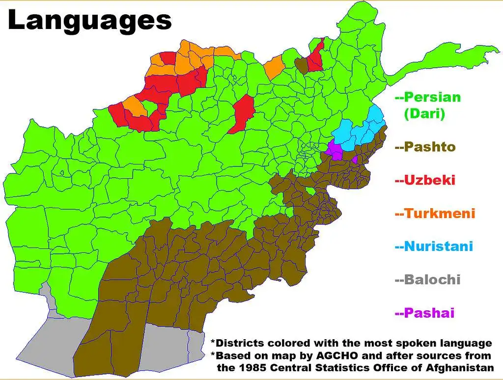map of languages in districts in afghanistan