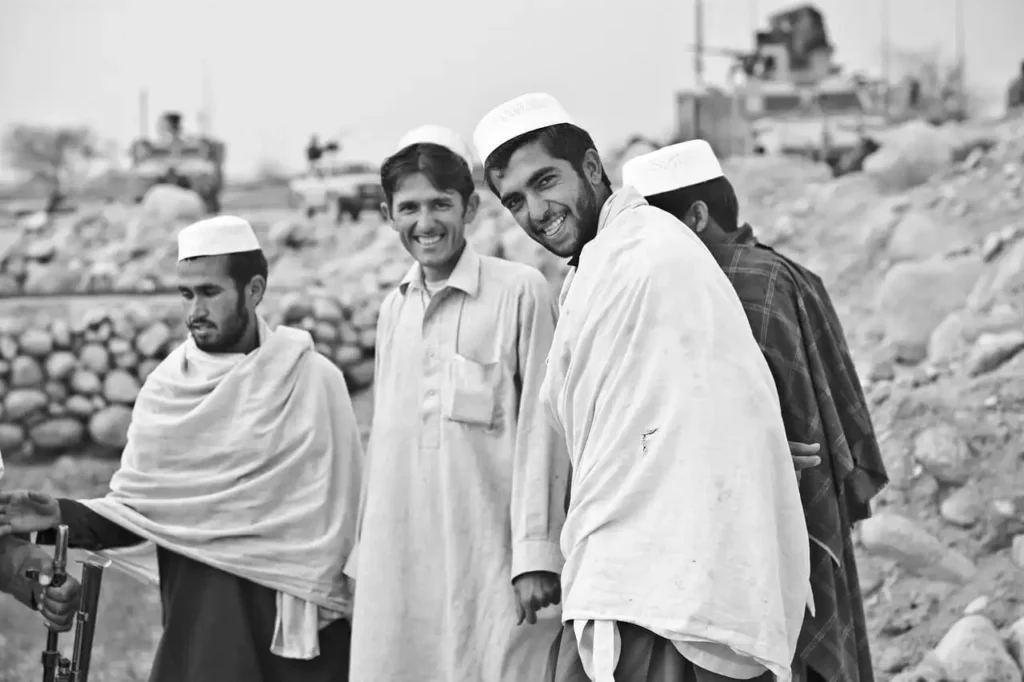 young men gatherng