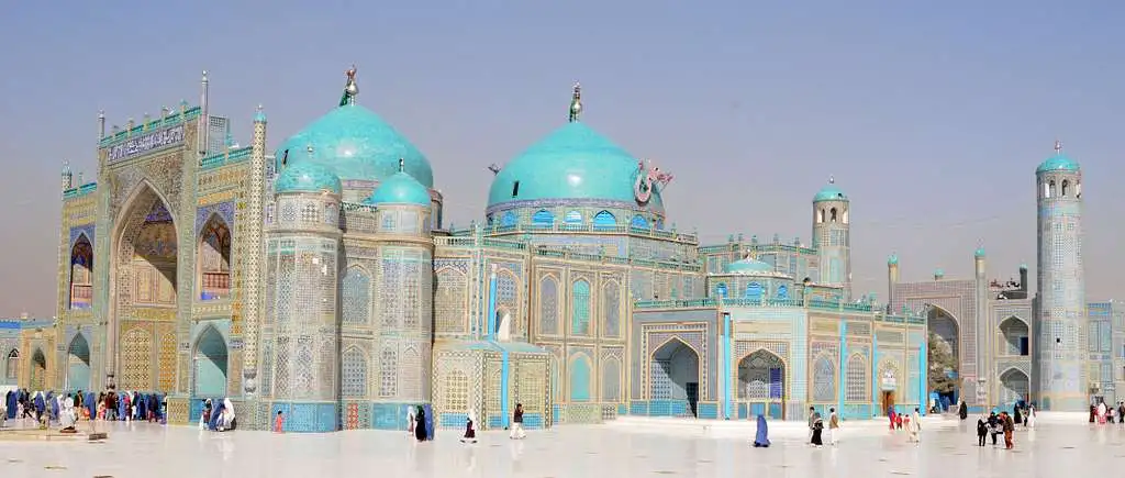 Sultan Ahmed Mosque, popularly known as the Blue Mosque, in Mazar e Sharif, Balkh Provinc