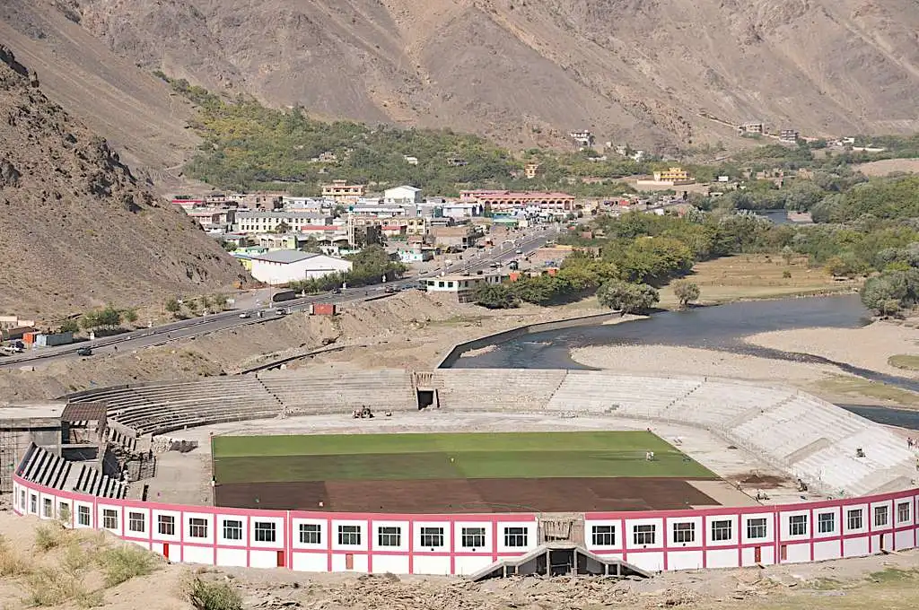 town of panjshir and new football stadium panjshir valley afghanistan